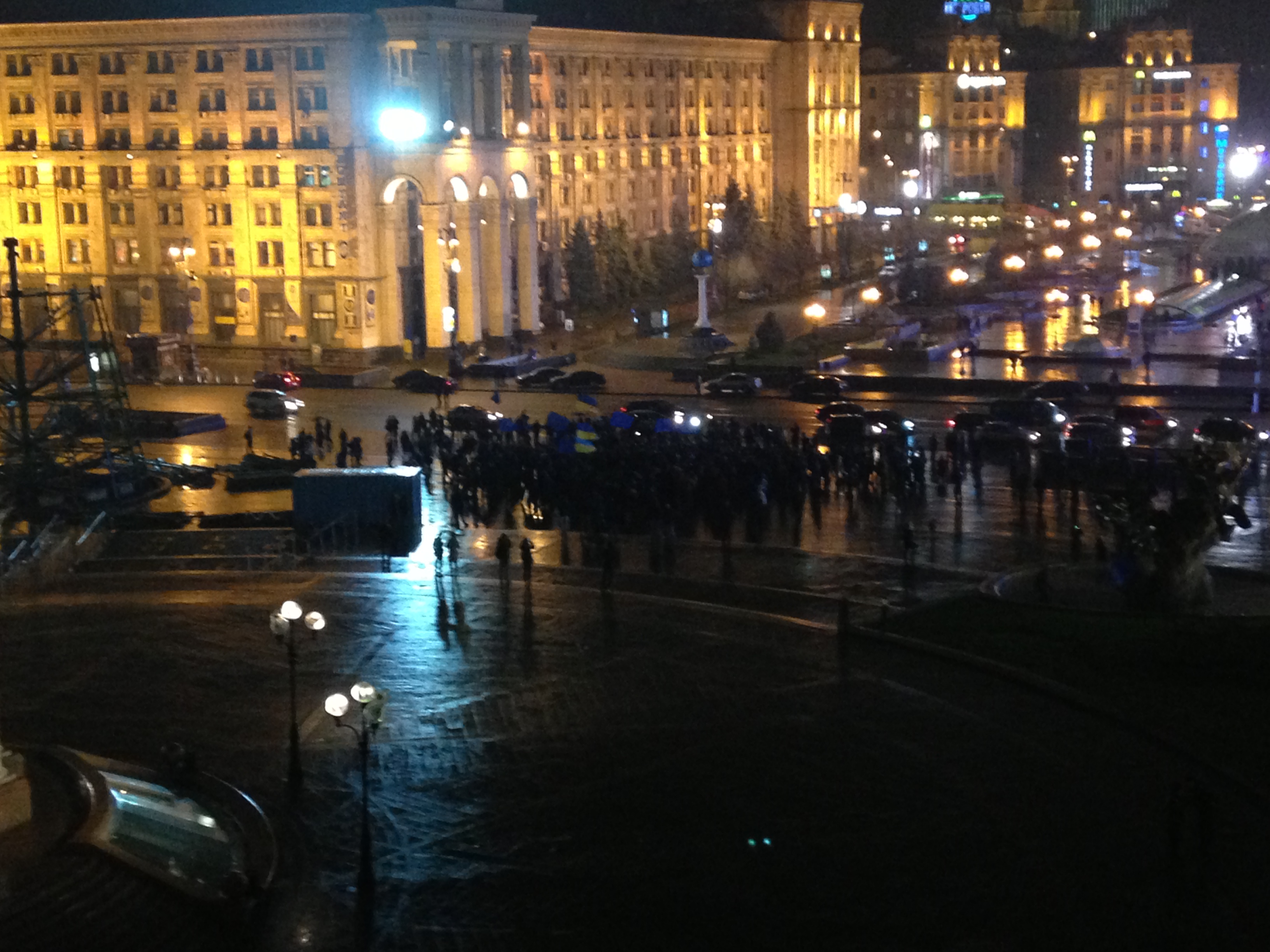 The first night of Euromaidan on Independence Square in Kyiv, November 21, 2013