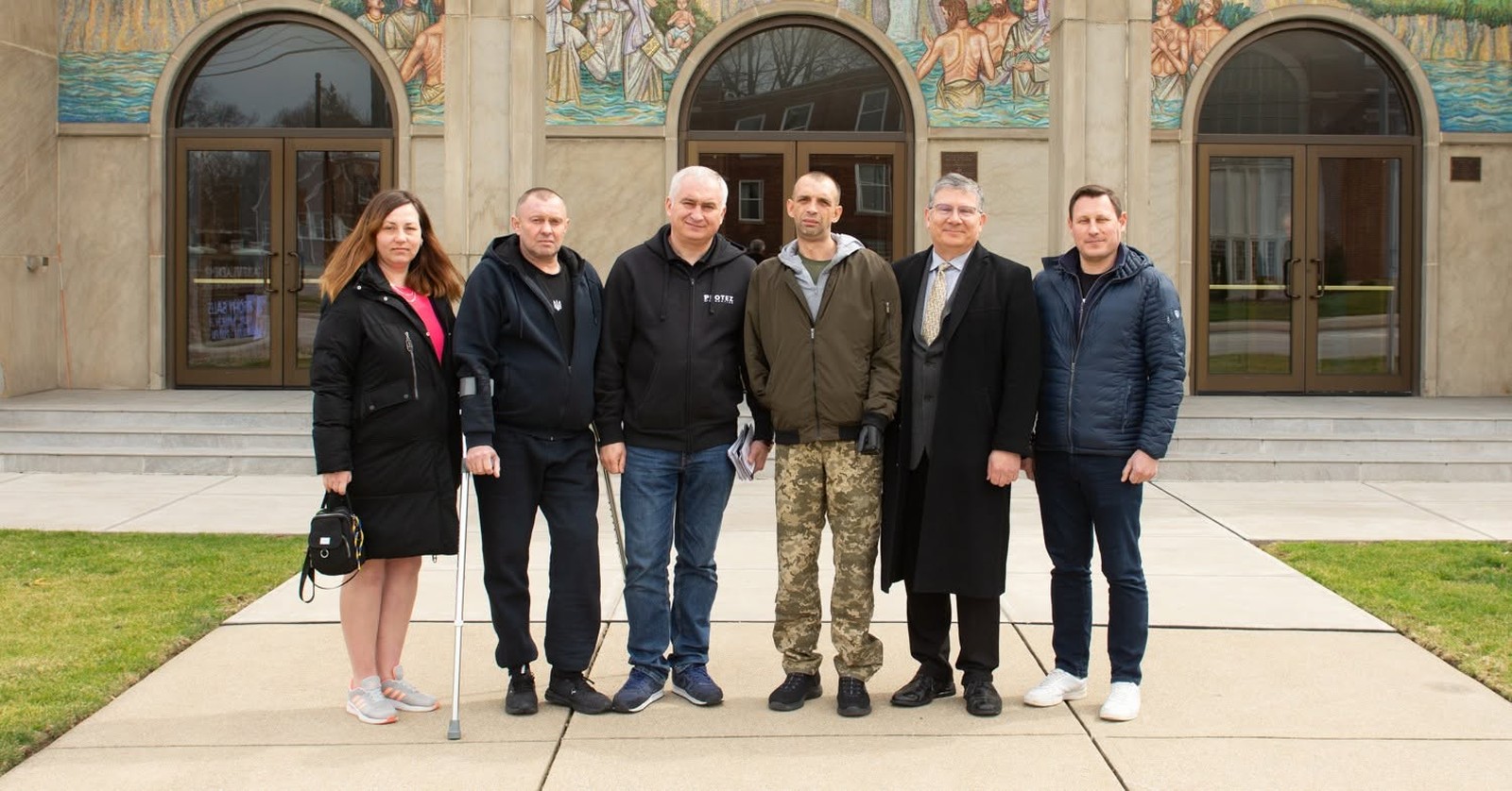 Community and partner group outside a Cleveland Ukrainian parish