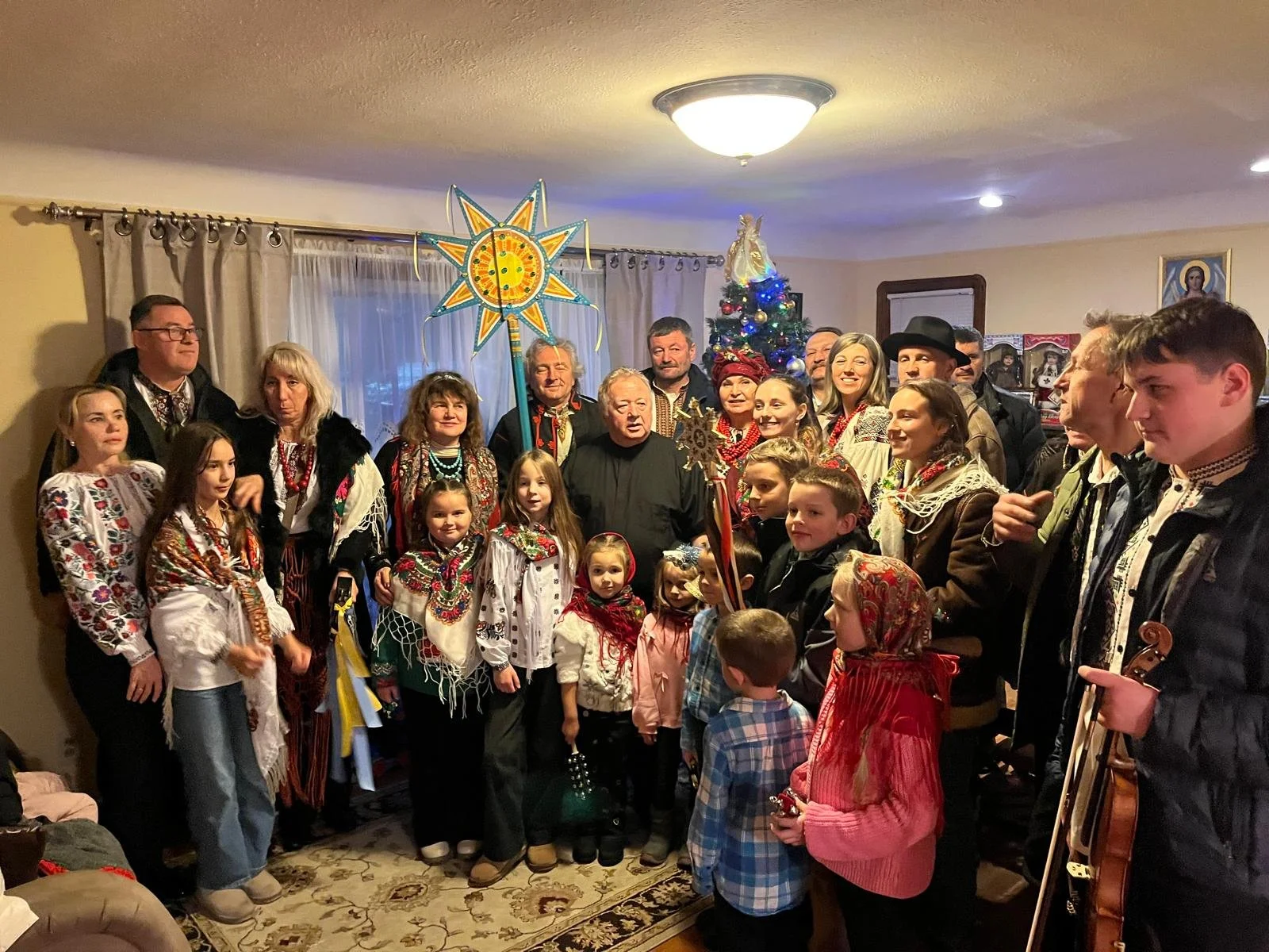 Ukrainian responders receiving a handoff of supplies